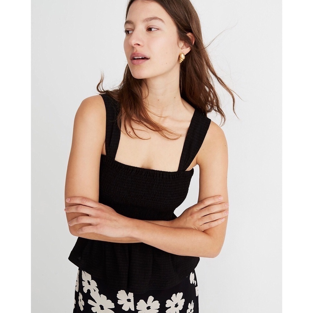MADEWELL TEXTURE & THREAD Smocked Peplum Tank Top S